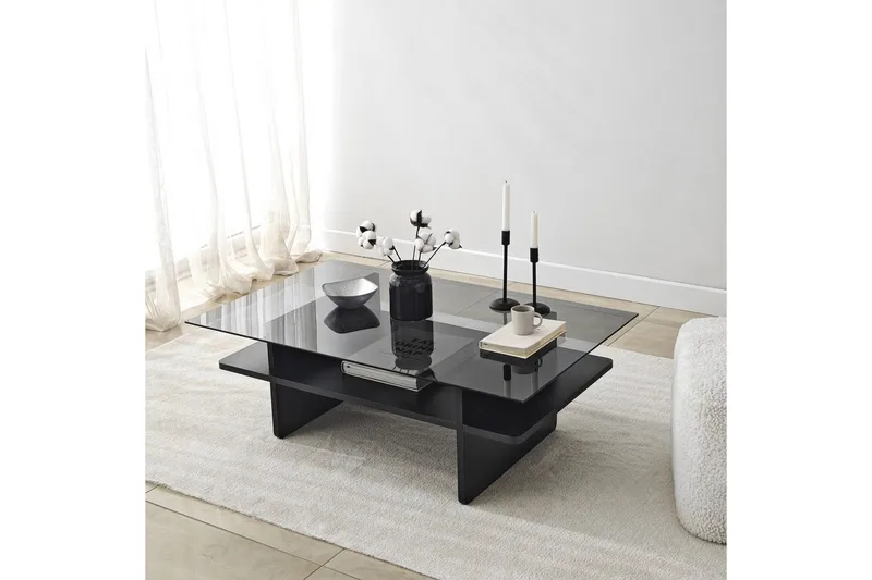 Soffbord Rubby Rektangel Svart / Rök - Svart / Rök - Möbler - Bord & matgrupp - Soffbord