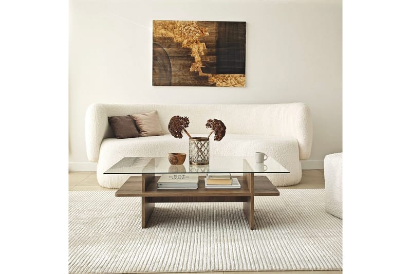 Soffbord Rubby Rektangel Valnöt / Transparent - Valnöt / Transparent - Möbler - Bord & matgrupp - Soffbord