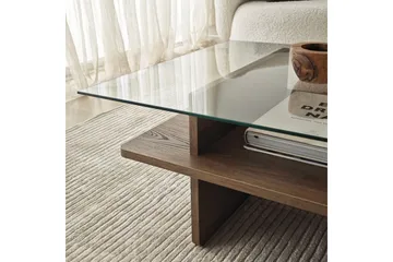 Soffbord Rubby Rektangel Valnöt / Transparent - Valnöt / Transparent - Möbler - Bord & matgrupp - Soffbord