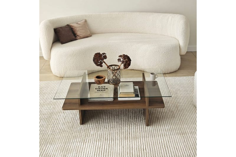 Soffbord Rubby Rektangel Valnöt / Transparent - Valnöt / Transparent - Möbler - Bord & matgrupp - Soffbord