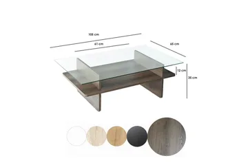 Soffbord Rubby Rektangel Valnöt / Transparent - Valnöt / Transparent - Möbler - Bord & matgrupp - Soffbord