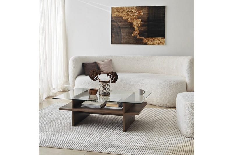 Soffbord Rubby Rektangel Valnöt / Transparent - Valnöt / Transparent - Möbler - Bord & matgrupp - Soffbord