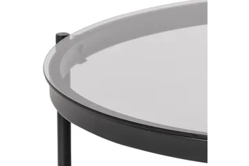 Rutkin Soffbord 79 cm Runt med Förvaring Hylla - Glas/Grå/Matt Svart - Möbler - Bord & matgrupp - Soffbord - Soffbord med förvaring