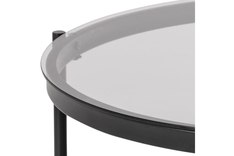 Rutkin Soffbord 79 cm Runt med Förvaring Hylla - Glas/Grå/Matt Svart - Möbler - Bord & matgrupp - Soffbord - Soffbord med förvaring