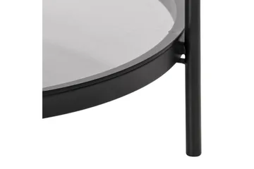 Rutkin Soffbord 79 cm Runt med Förvaring Hylla - Glas/Grå/Matt Svart - Möbler - Bord & matgrupp - Soffbord