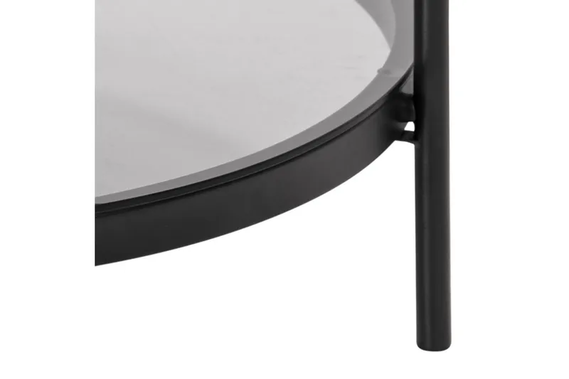 Rutkin Soffbord 79 cm Runt med Förvaring Hylla - Glas/Grå/Matt Svart - Möbler - Bord & matgrupp - Soffbord
