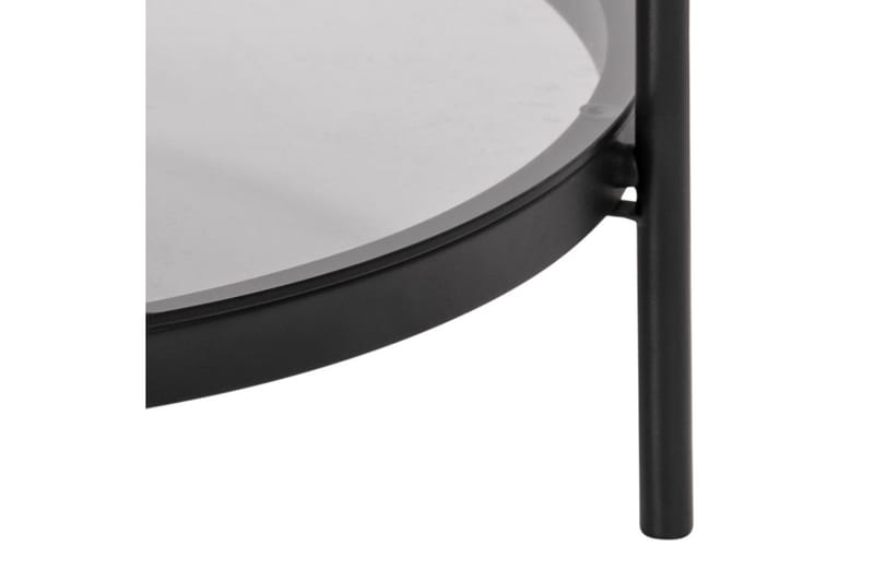 Rutkin Soffbord 79 cm Runt med Förvaring Hylla - Glas/Grå/Matt Svart - Möbler - Bord & matgrupp - Soffbord - Soffbord med förvaring