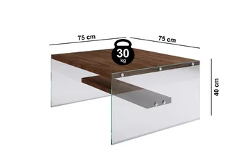 Sabani Soffbord 75 cm med Förvaring Hylla - Glas/Brun - Möbler - Bord & matgrupp - Soffbord