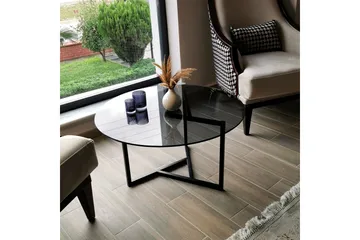 Sabani Soffbord 75 cm Runt X-formade Ben - Grå - Möbler - Bord & matgrupp - Soffbord