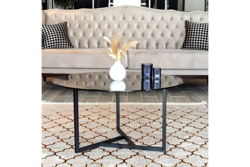 Sabani Soffbord 75 cm Runt X-formade Ben - Grå - Möbler - Bord & matgrupp - Soffbord