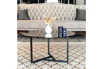 Sabani Soffbord 75 cm Runt X-formade Ben - Grå - Möbler - Bord & matgrupp - Soffbord