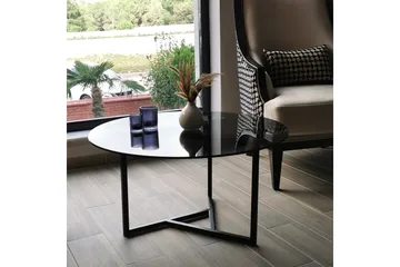 Sabani Soffbord 75 cm Runt X-formade Ben - Grå - Möbler - Bord & matgrupp - Soffbord