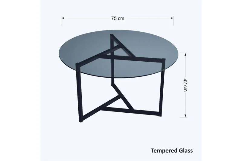 Sabani Soffbord 75 cm Runt X-formade Ben - Grå - Möbler - Bord & matgrupp - Soffbord