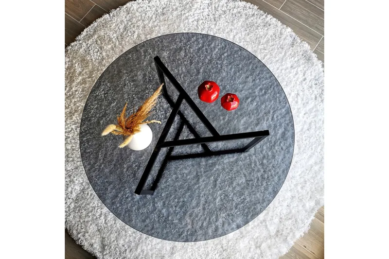 Sabani Soffbord 75 cm Runt X-formade Ben - Grå - Möbler - Bord & matgrupp - Soffbord