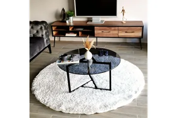 Sabani Soffbord 75 cm Runt X-formade Ben - Grå - Möbler - Bord & matgrupp - Soffbord