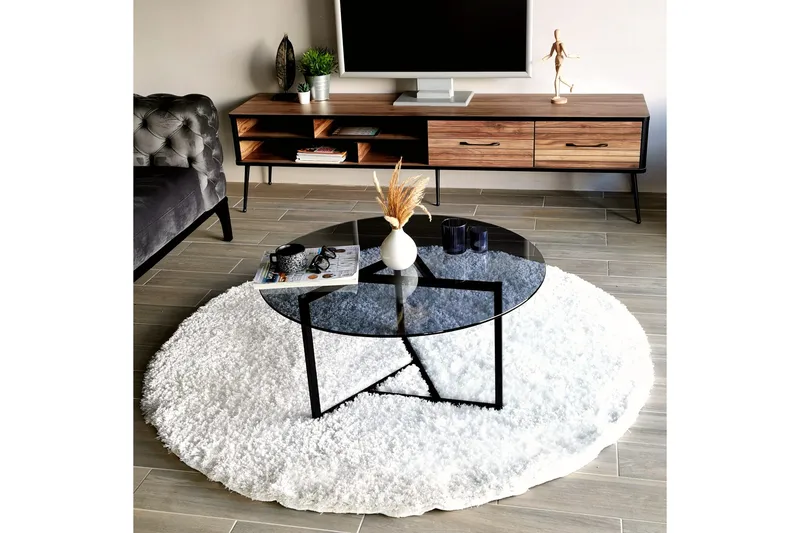 Sabani Soffbord 75 cm Runt X-formade Ben - Grå - Möbler - Bord & matgrupp - Soffbord