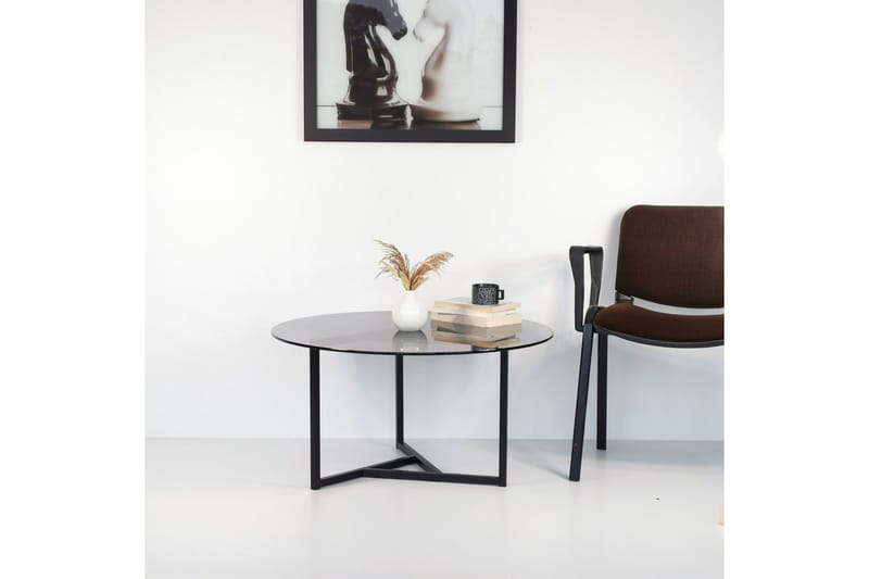 Sabani Soffbord 75 cm Runt X-formade Ben - Grå - Möbler - Bord & matgrupp - Soffbord