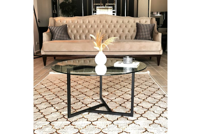 Sabani Soffbord 75 cm Runt X-formade Ben - Rökfärgat - Möbler - Bord & matgrupp - Soffbord