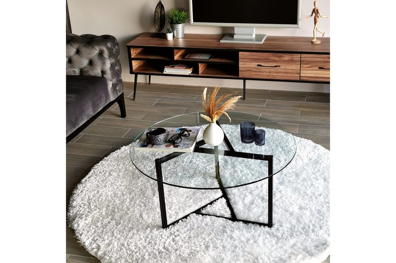 Sabani Soffbord 75 cm Runt X-formade Ben - Rökfärgat - Möbler - Bord & matgrupp - Soffbord