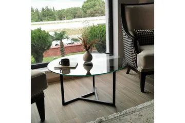 Sabani Soffbord 75 cm Runt X-formade Ben - Rökfärgat - Möbler - Bord & matgrupp - Soffbord