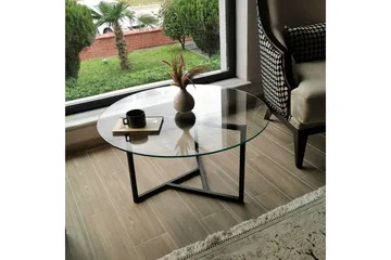 Sabani Soffbord 75 cm Runt X-formade Ben - Rökfärgat - Möbler - Bord & matgrupp - Soffbord