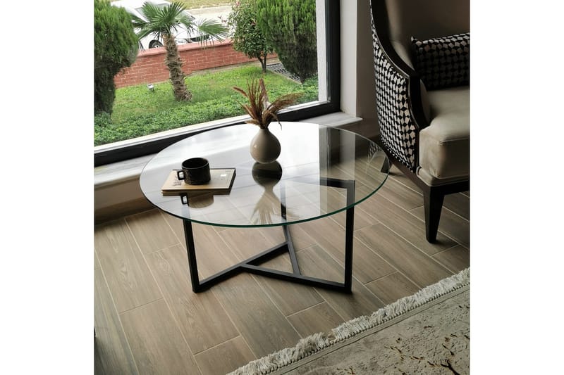 Sabani Soffbord 75 cm Runt X-formade Ben - Rökfärgat - Möbler - Bord & matgrupp - Soffbord