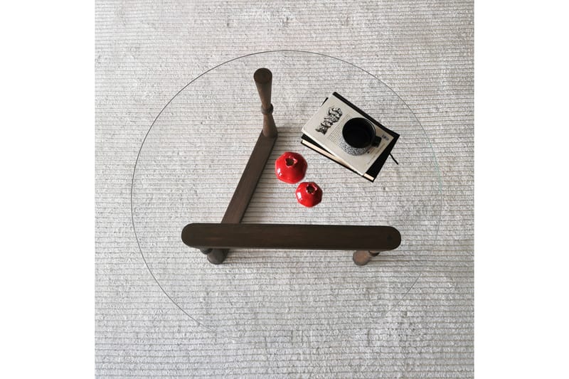 Sabani Soffbord 80 cm Runt Svarvade Ben - Glas/Valnötsbrun - Möbler - Bord & matgrupp - Soffbord