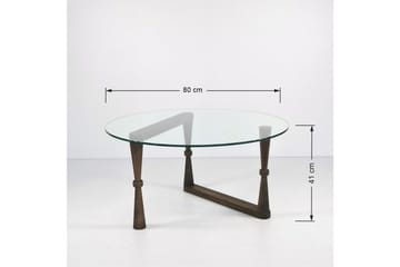 Sabani Soffbord 80 cm Runt Svarvade Ben - Glas/Valnötsbrun - Möbler - Bord & matgrupp - Soffbord