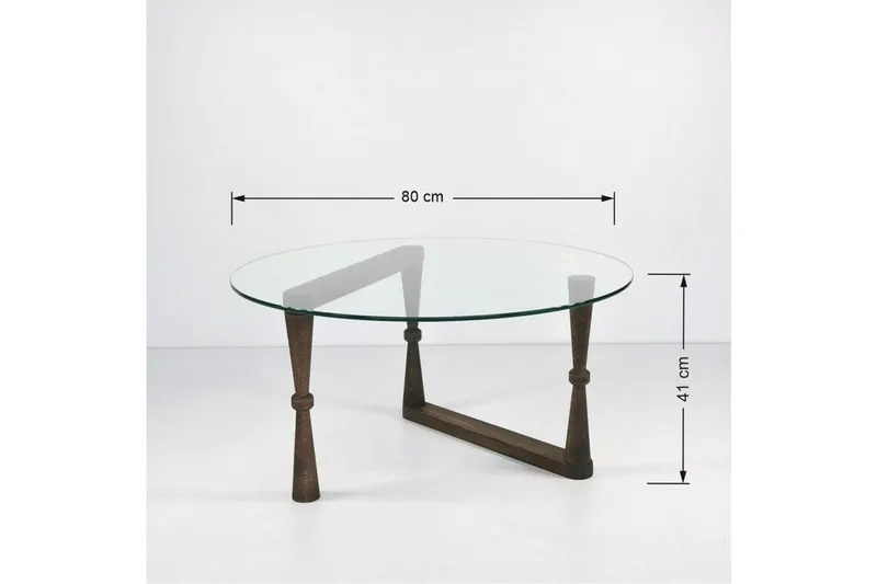 Sabani Soffbord 80 cm Runt Svarvade Ben - Glas/Valnötsbrun - Möbler - Bord & matgrupp - Soffbord