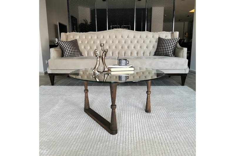 Sabani Soffbord 80 cm Runt Svarvade Ben - Glas/Valnötsbrun - Möbler - Bord & matgrupp - Soffbord