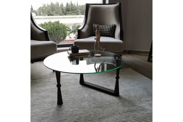 Sabani Soffbord 80 cm Runt Svarvade Ben - Glas/Valnötsbrun - Möbler - Bord & matgrupp - Soffbord