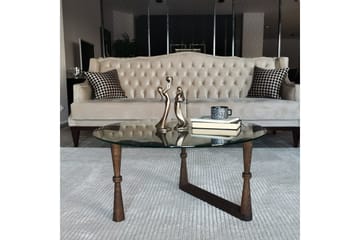 Sabani Soffbord 80 cm Runt Svarvade Ben - Glas/Valnötsbrun - Möbler - Bord & matgrupp - Soffbord