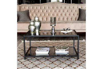 Sabani Soffbord 90 cm med Förvaring Hylla - Glas/Rökfärgad/Svart - Möbler - Bord & matgrupp - Soffbord