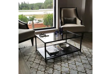 Sabani Soffbord 90 cm med Förvaring Hylla - Glas/Rökfärgad/Svart - Möbler - Bord & matgrupp - Soffbord