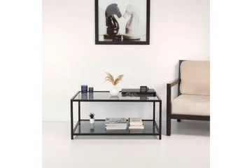 Sabani Soffbord 90 cm med Förvaring Hylla - Glas/Rökfärgad/Svart - Möbler - Bord & matgrupp - Soffbord