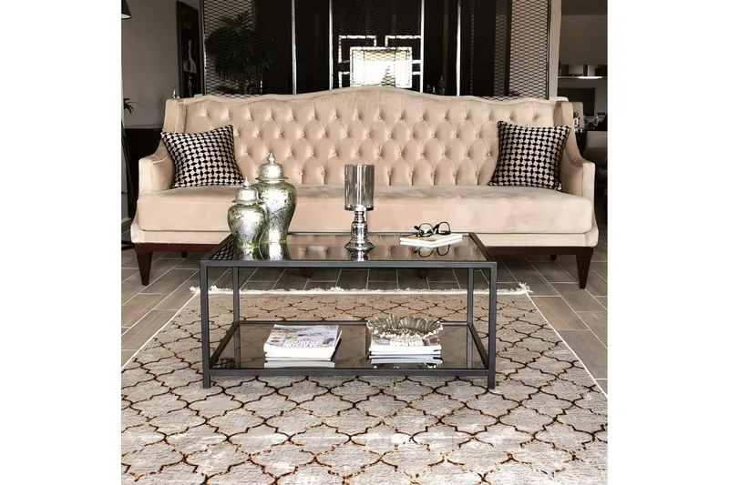 Sabani Soffbord 90 cm med Förvaring Hylla - Glas/Rökfärgad/Svart - Möbler - Bord & matgrupp - Soffbord