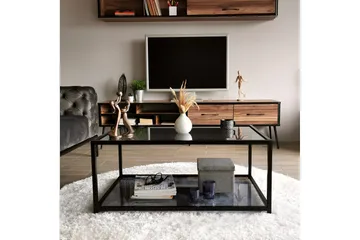 Sabani Soffbord 90 cm med Förvaring Hylla - Glas/Rökfärgad/Svart - Möbler - Bord & matgrupp - Soffbord