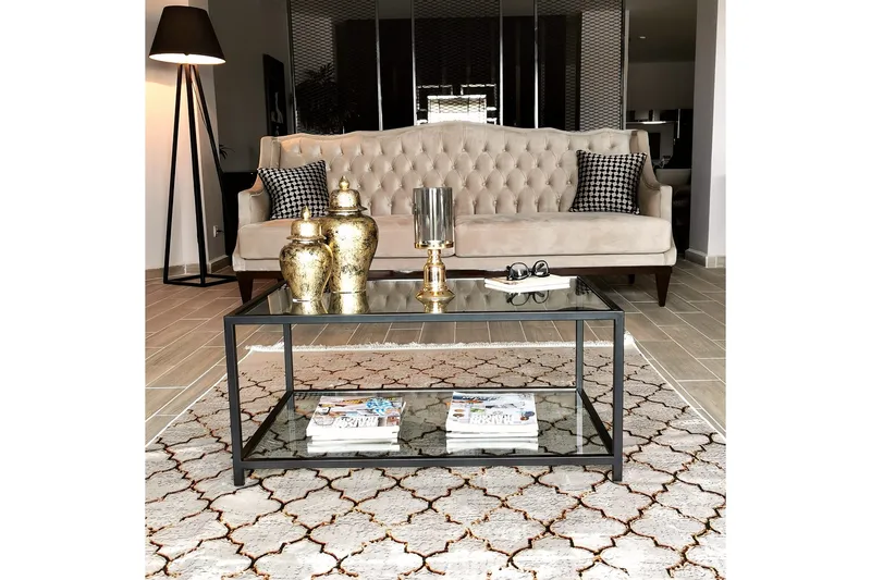 Sabani Soffbord 90 cm med Förvaring Hylla - Glas/Svart - Möbler - Bord & matgrupp - Soffbord