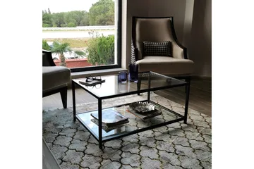 Sabani Soffbord 90 cm med Förvaring Hylla - Glas/Svart - Möbler - Bord & matgrupp - Soffbord