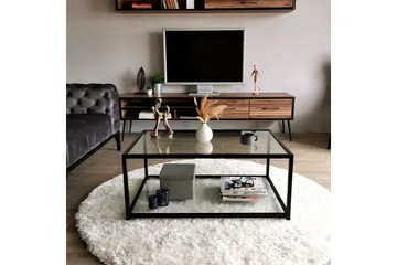 Sabani Soffbord 90 cm med Förvaring Hylla - Glas/Svart - Möbler - Bord & matgrupp - Soffbord