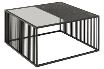 Saklani Kvadratiskt Soffbord 80x80 cm i Metall med Glasskiva - Svart - Möbler - Bord & matgrupp - Soffbord