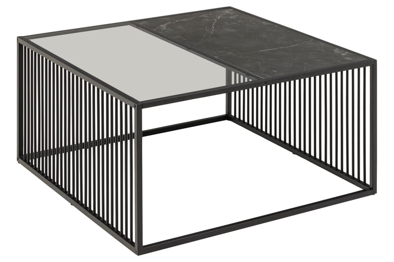 Saklani Kvadratiskt Soffbord 80x80 cm i Metall med Glasskiva - Svart - Möbler - Bord & matgrupp - Soffbord