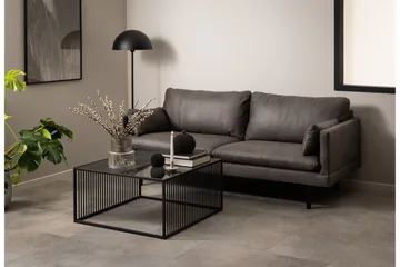 Saklani Kvadratiskt Soffbord 80x80 cm i Metall med Glasskiva - Svart - Möbler - Bord & matgrupp - Soffbord