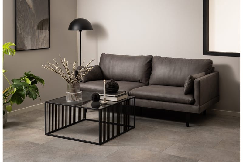 Saklani Kvadratiskt Soffbord 80x80 cm i Metall med Glasskiva - Svart - Möbler - Bord & matgrupp - Soffbord
