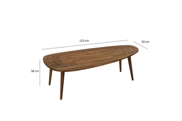 Saldus 115 cm Ovalt Soffbord Valnöt i Massivt Trä - Brun - Möbler - Bord & matgrupp - Soffbord