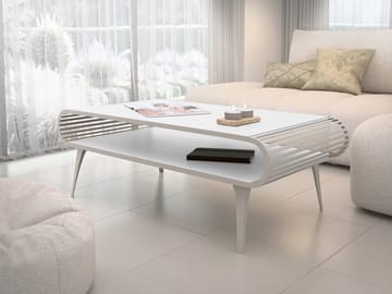 Salvaris Soffbord 120 cm - Beige med vit bordsskiva - Möbler - Bord & matgrupp - Soffbord - Soffbord med förvaring