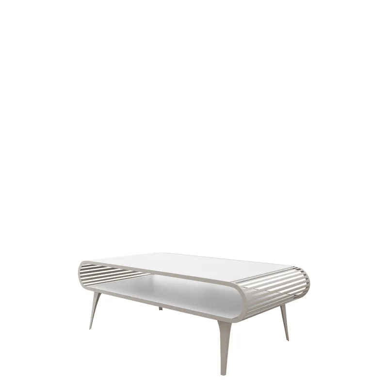 Salvaris Soffbord 120 cm, Beige med vit bordsskiva