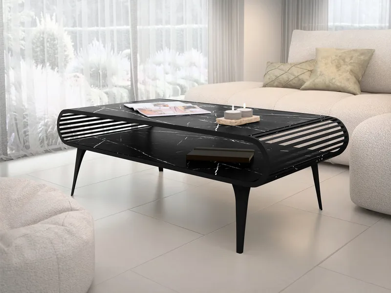 Salvaris Soffbord 120 cm - Svart marmor - Möbler - Bord & matgrupp - Soffbord - Soffbord med förvaring