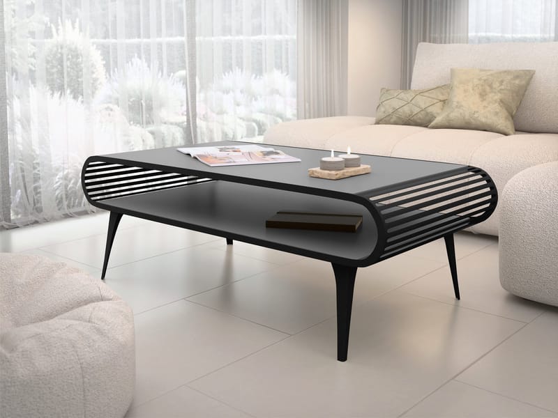 Salvaris Soffbord 120 cm - Svart med grå bordsskiva - Möbler - Bord & matgrupp - Soffbord - Soffbord med förvaring