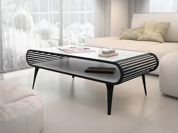 Salvaris Soffbord 120 cm - Svart med vit marmordekor - Möbler - Bord & matgrupp - Soffbord - Soffbord med förvaring